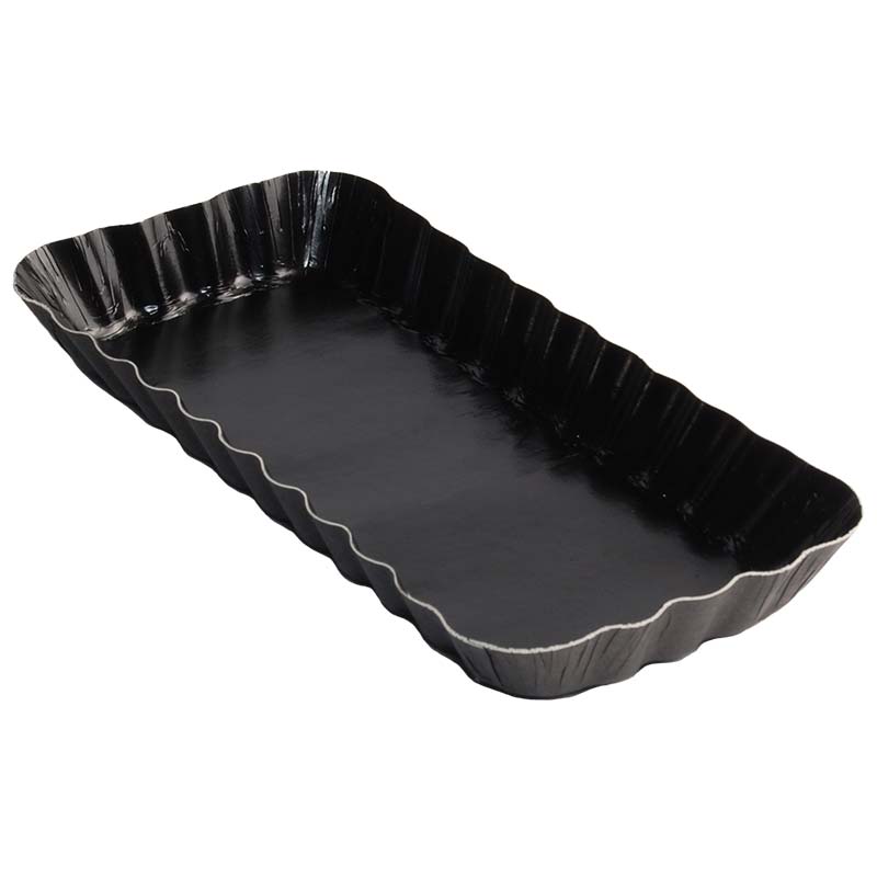 Fluted Rectangle Tray | Black PET Coated Paperboard 48658